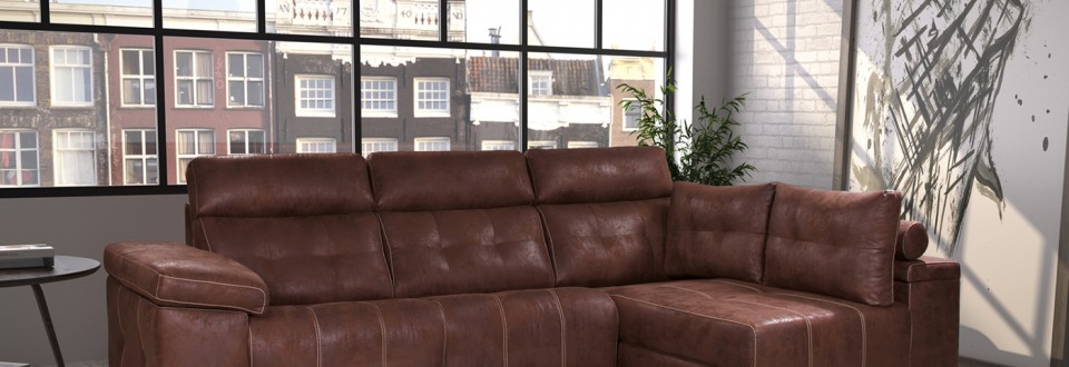 Sofá chaise longue piel
